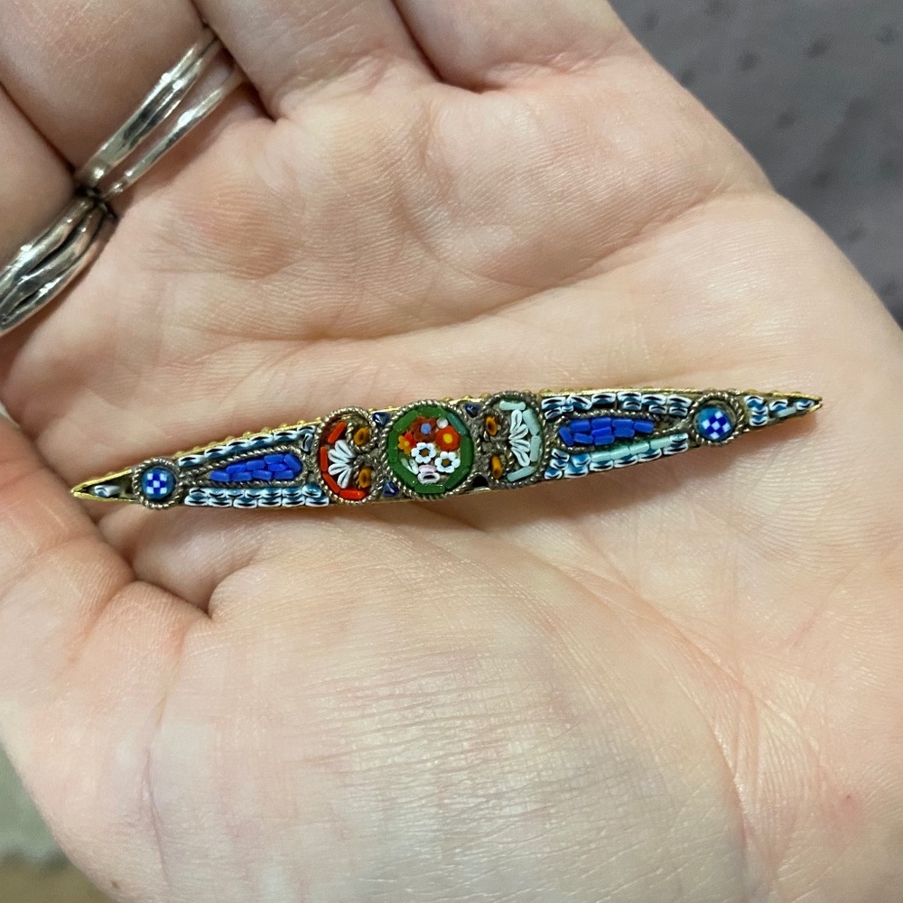 Very Vintage 1920-1950s Italian Mosaic Bar Pin